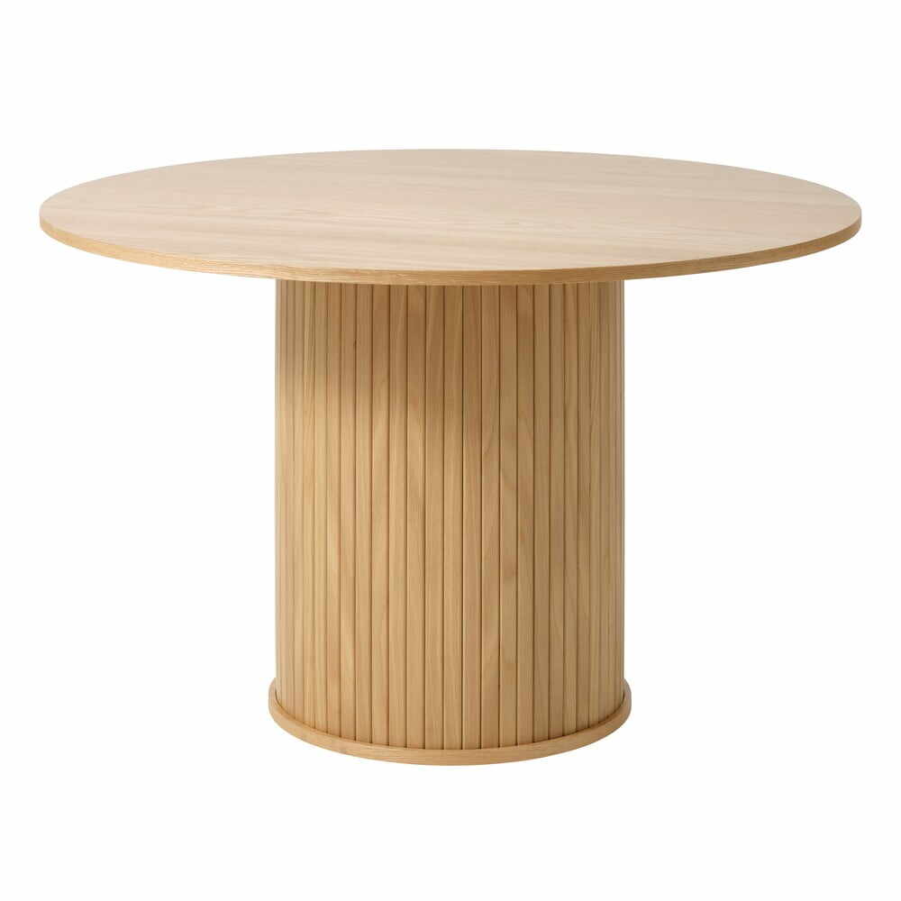 Masă de dining rotundă cu aspect de lemn de stejar ø 120 cm Nola – Unique Furniture