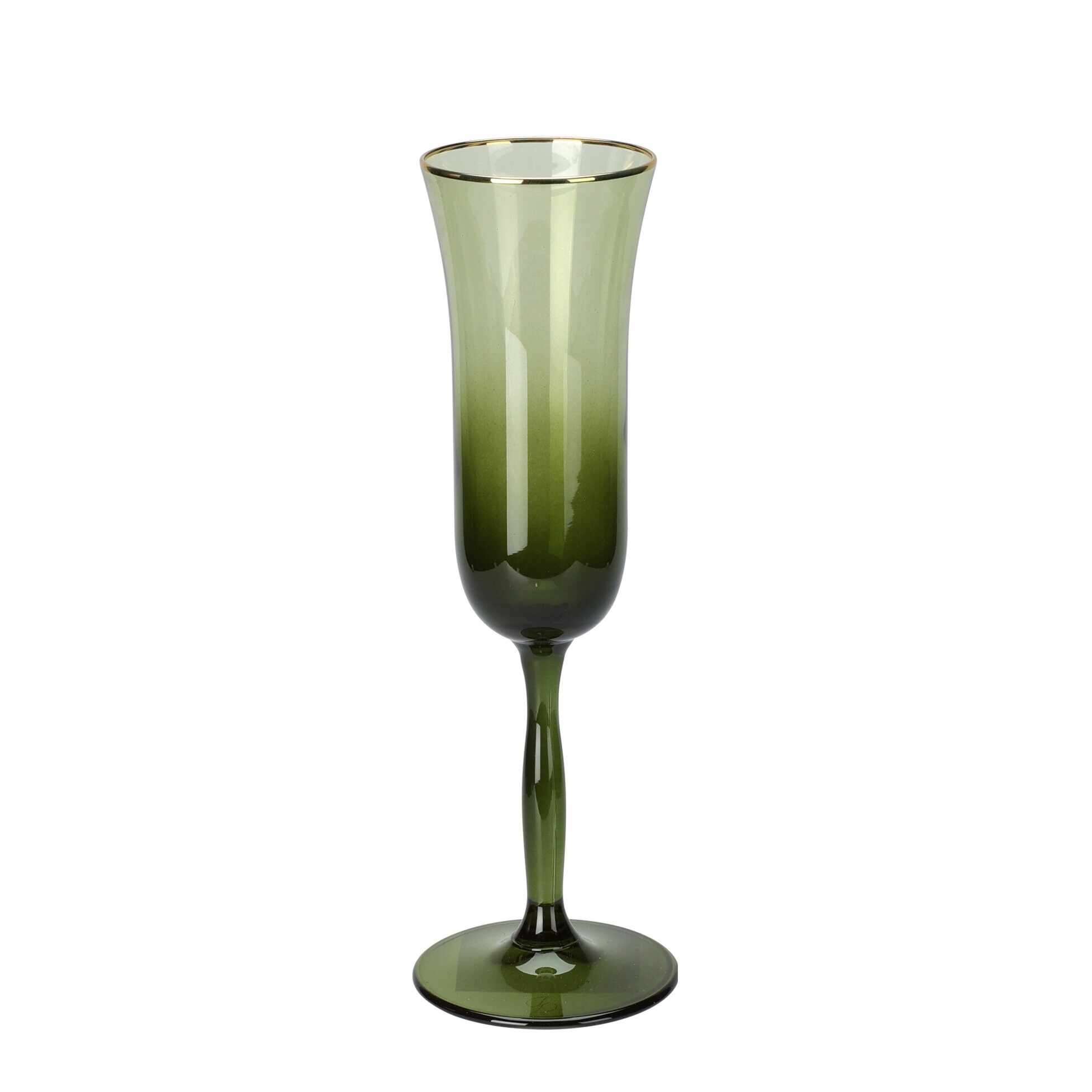 Pahar Emerald din sticla verde pentru sampanie 23 cm
