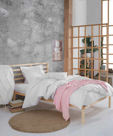 Lenjerie de pat pentru o persoana (EU) (IT), Fresh Color - White, Mijolnir, Bumbac Ranforce