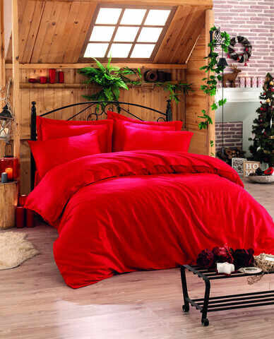  Lenjerie de pat pentru o persoana Single XL (DE), Elegant - Red v2, Cotton Box, Bumbac Satinat la pret 181 lei 