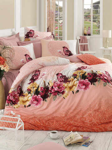 Lenjerie de pat pentru o persoana Single XL (DE), Çalıkuşu - Pink, Pearl Home, Bumbac Ranforce