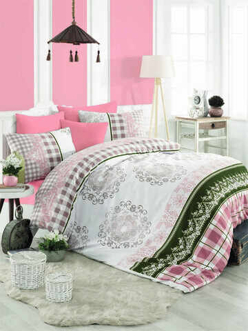 Lenjerie de pat pentru o persoana Single XL (DE), Nazenin - Pink, Pearl Home, Bumbac Ranforce