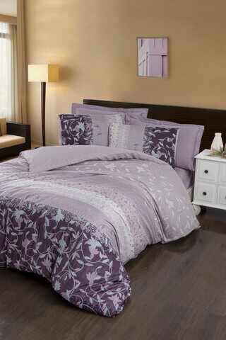 Lenjerie de pat pentru o persoana Single XL (DE), Ivy - Lilac, Victoria, Bumbac Satinat