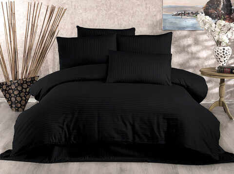 Lenjerie de pat pentru o persoana Single XL (DE), Lilyum - Black, Whitney, Bumbac Satinat