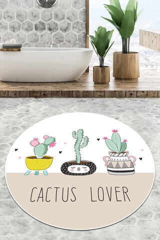 Covoraș de baie, Chilai Home, Pink Cactus Djt (80 cm), Poliester, Multicolor