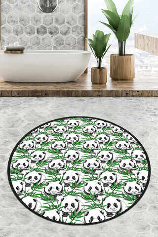 Covoraș de baie, Chilai, Green Panda Circle Djt 120, Poliester, Multicolor