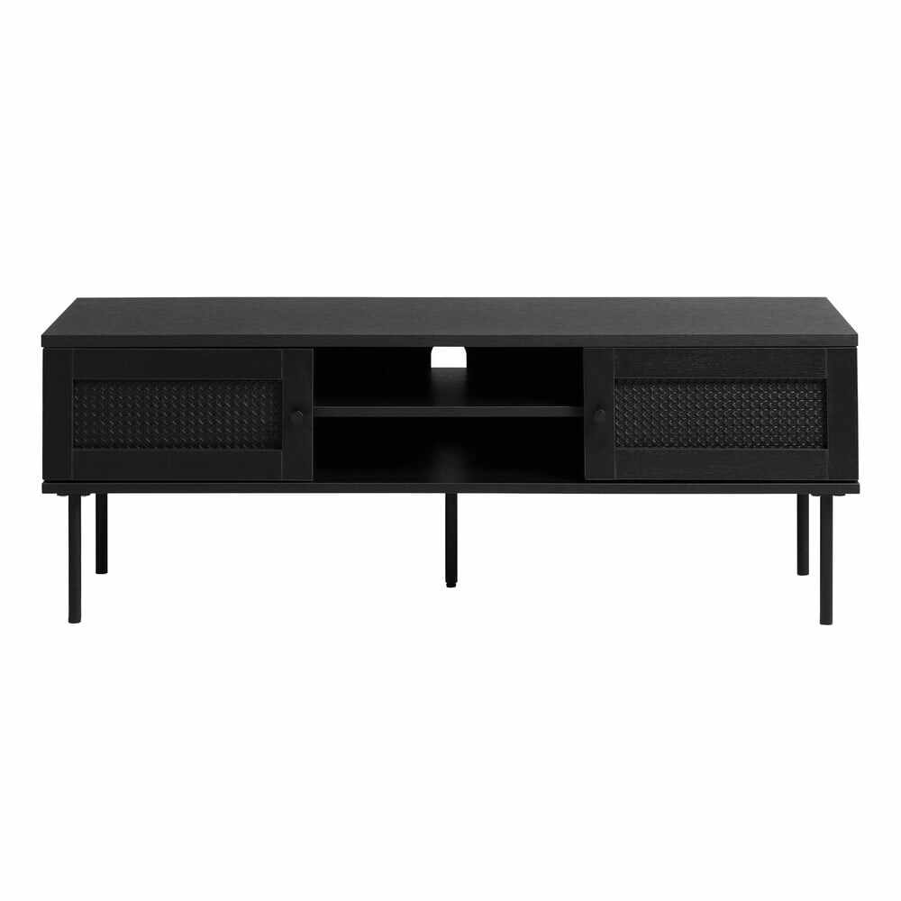 Masă TV neagră cu aspect de lemn de stejar 120x43 cm Pensacola – Unique Furniture