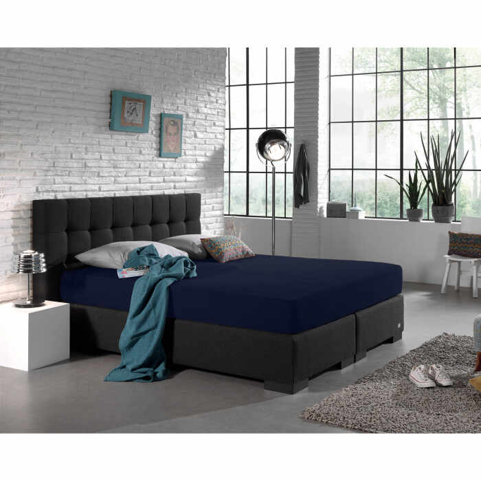 Cearsaf de pat dublu cu elastic Enkel, 160 180 x 200 cm, indigo