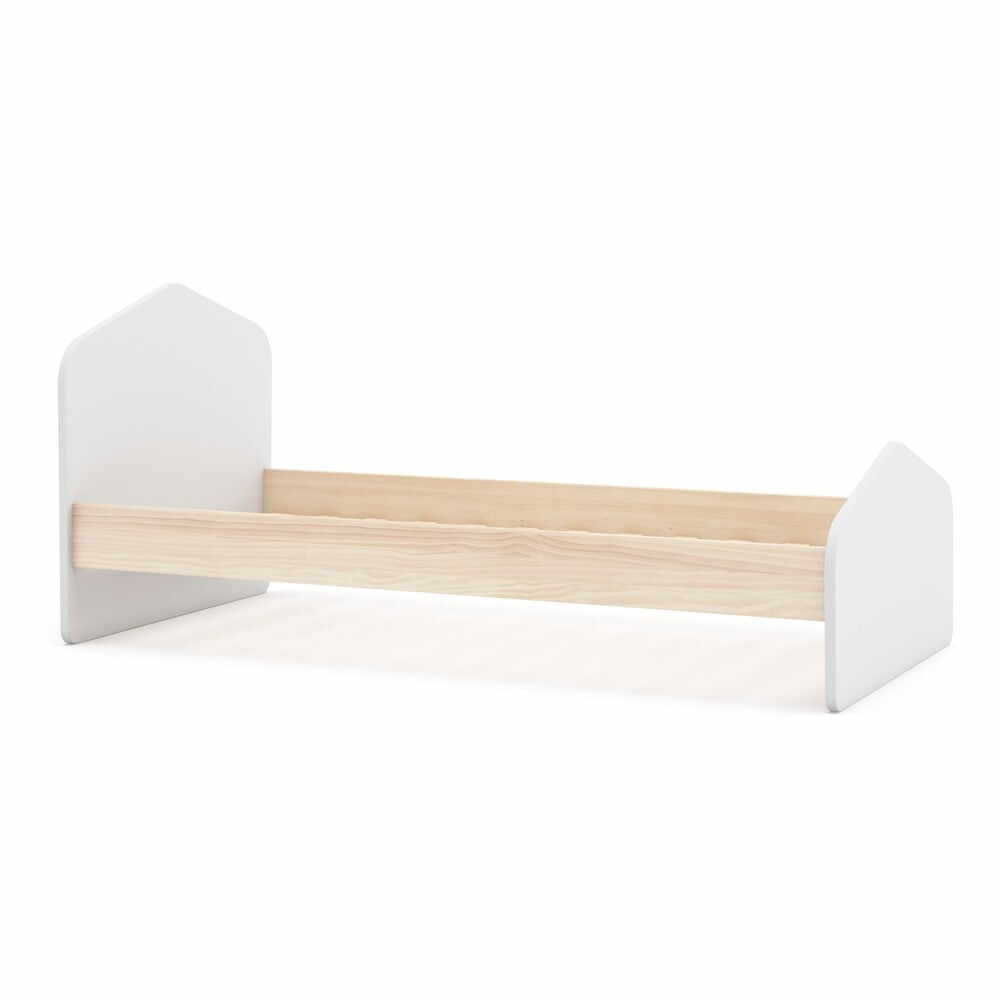Pat pentru copii alb/în culoare naturală cu aspect de lemn de pin 90x190 cm Estefania – Marckeric
