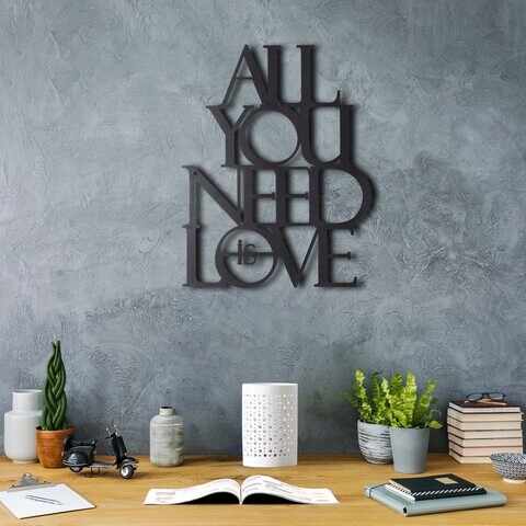 Decoratiune de perete, All You Need Is Love, Metal, Dimensiune: 50 x 39 cm, Negru
