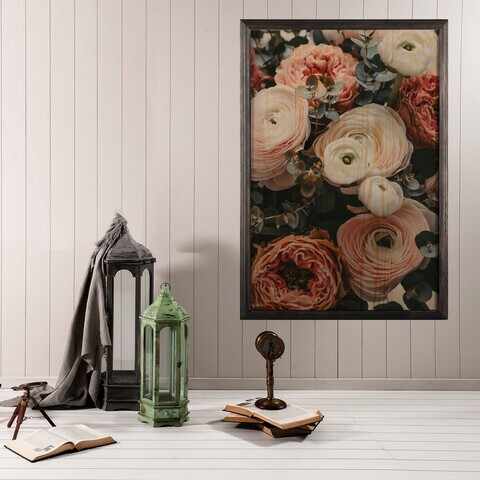 Tablou decorativ, Roses, Lemn, Lemn, Multicolor