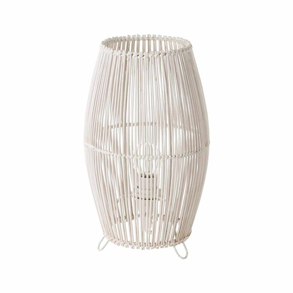 Veioză albă cu abajur din bambus (înălțime 29 cm) – Casa Selección