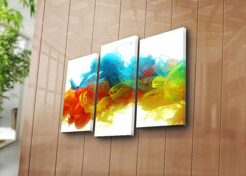 Set 3 tablouri decorative, 3PATK-87, Canvas, 20 x 39 cm, 2 piese, Multicolor
