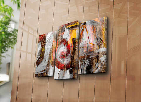 Set 3 tablouri decorative, 3PATK-92, Canvas, 20 x 39 cm, 2 piese, Multicolor