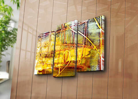 Set 3 tablouri decorative, 3PATK-94, Canvas, 20 x 39 cm, 2 piese, Multicolor