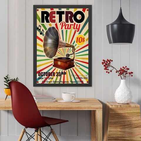 Tablou decorativ, Retro Party (55 x 75), MDF , Polistiren, Multicolor