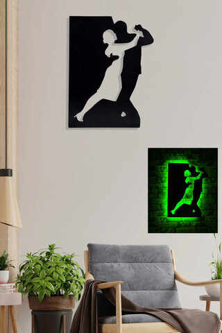 Decoratiune luminoasa LED, Dancing Couple, MDF, 60 LED-uri, Verde