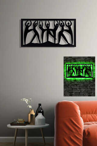 Decoratiune luminoasa LED, Dancing Women, MDF, 60 LED-uri, Verde