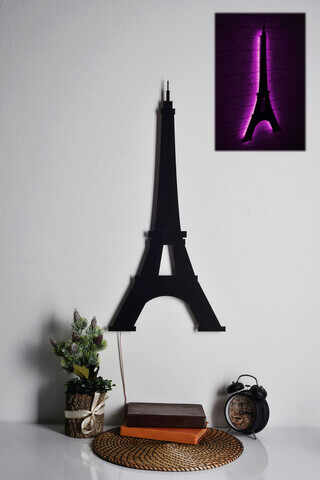 Decoratiune luminoasa LED, Eiffel Tower, MDF, 60 LED-uri, Roz