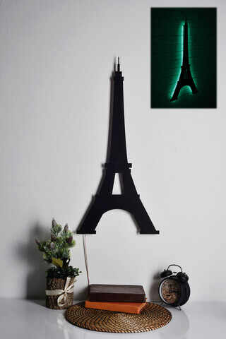 Decoratiune luminoasa LED, Eiffel Tower, MDF, 60 LED-uri, Verde