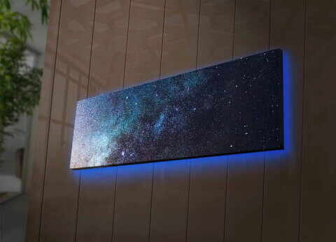 Tablou decorativ cu lumina LED, 3090NASA-012, Canvas, 30 x 90 cm, Multicolor