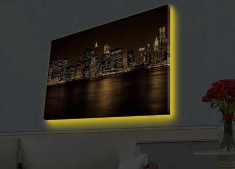 Tablou decorativ cu lumina LED, 4570HDACT-096, Canvas, Dimensiune: 45 x 70 cm, Multicolor