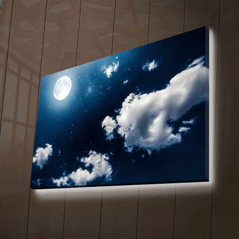 Tablou decorativ cu lumina LED, NASA-019, Canvas, Dimensiune: 45 x 70 cm, Multicolor