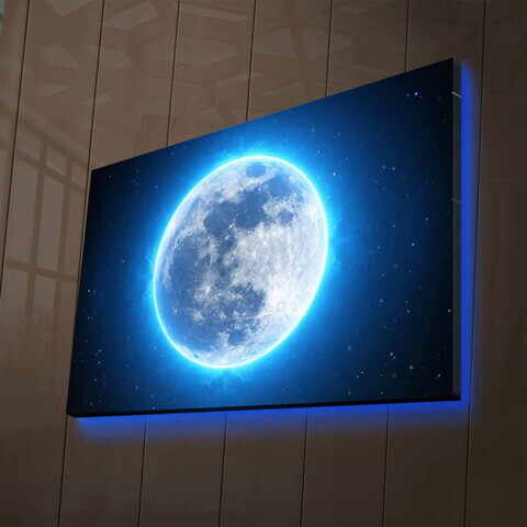 Tablou decorativ cu lumina LED, NASA-023, Canvas, Dimensiune: 45 x 70 cm, Multicolor