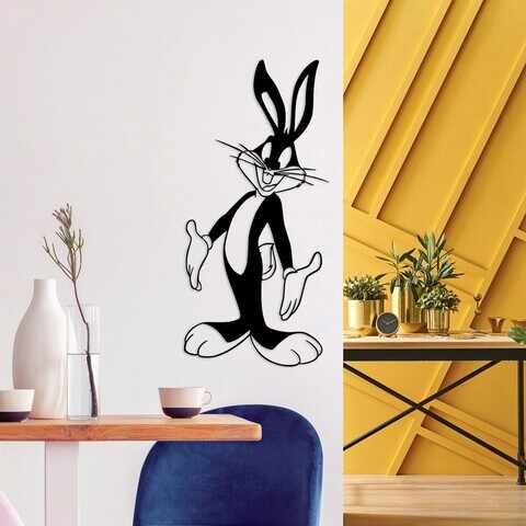 Decoratiune de perete, Bugs Bunny 1, Metal, Dimensiune: 33 x 70 cm, Negru