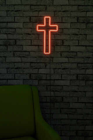 Decoratiune luminoasa LED, Cross Sign, Benzi flexibile de neon, DC 12 V, Rosu