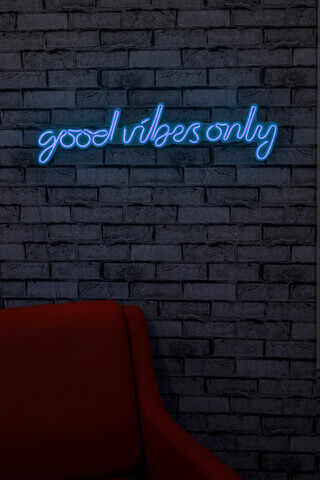 Decoratiune luminoasa LED, Good Vibes Only, Benzi flexibile de neon, DC 12 V, Albastru