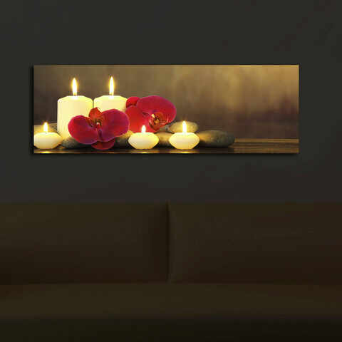 Tablou decorativ cu lumina LED, 3090İACT-34, Canvas, 30 x 90 cm, Multicolor