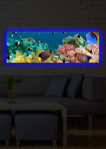 Tablou decorativ cu lumina LED, 3090DACT-13, Canvas, 30 x 90 cm, Multicolor