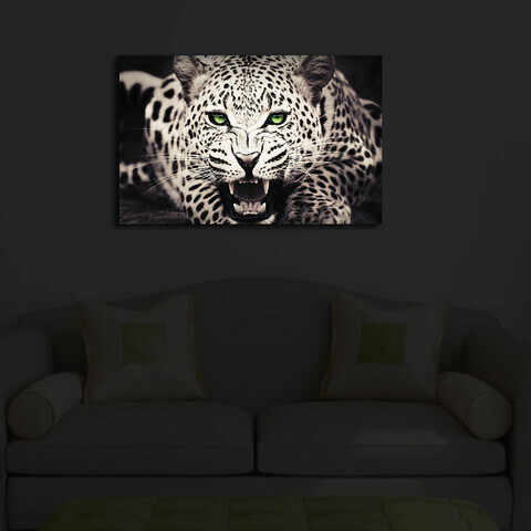 Tablou decorativ cu lumina LED, 4570İACT-43, Canvas, Dimensiune: 45 x 70 cm, Multicolor