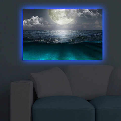 Tablou decorativ cu lumina LED, 4570DACT-31, Canvas, Dimensiune: 45 x 70 cm, Multicolor