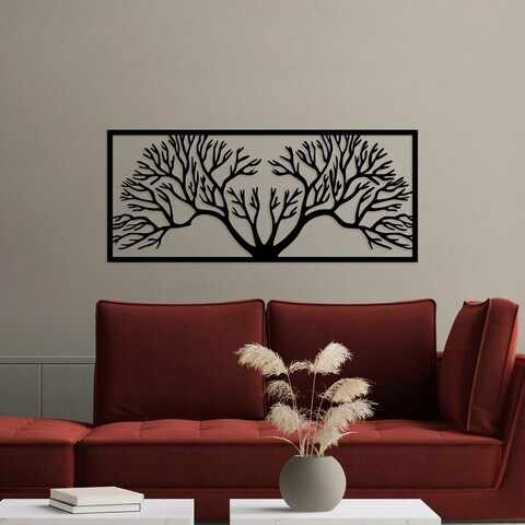 Decoratiune de perete, Horn Tree, Metal, 90 x 38 cm, Negru