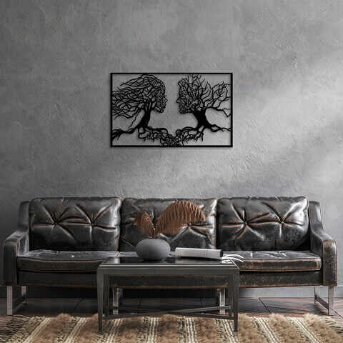 Decoratiune de perete, Love, Metal, 95 x 58 cm, Negru