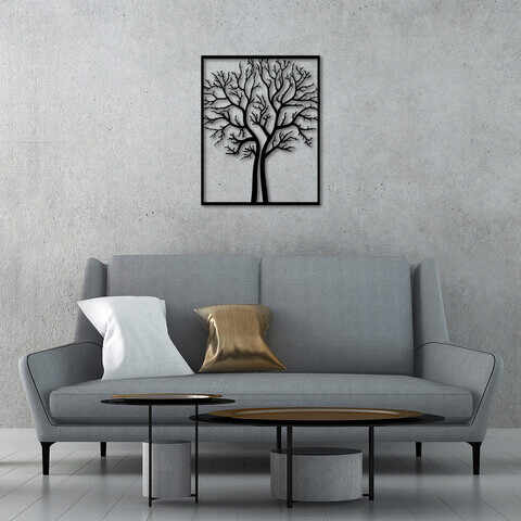 Decoratiune de perete, Tree, Metal, Dimensiune: 55 x 69 cm, Negru