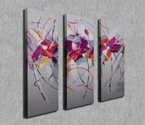 Set 3 tablouri decorative, CU06, Canvas, 20 x 70 cm, 3 piese, Multicolor