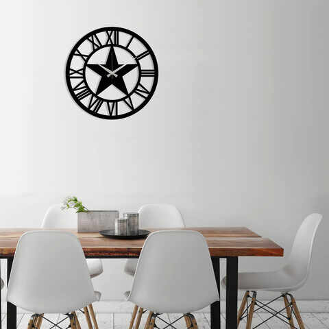 Ceas de perete, Metal Wall Clock 28, Metal, Dimensiune: 48 x 48 cm, Negru