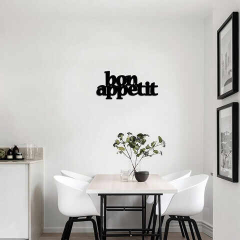 Decoratiune de perete, Bon Appetit 2, Metal, Dimensiune: 59 x 27 cm, Negru