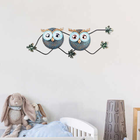 Decoratiune de perete, Owl 3, Metal, Dimensiune: 77 x 28 cm, Multicolor