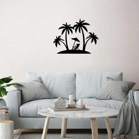 Decoratiune de perete, Palm, Metal, Dimensiune: 70 x 54 cm, Negru