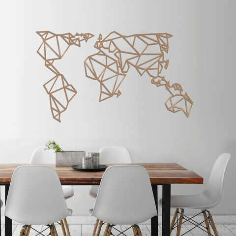 Decoratiune de perete, World Map Metal Decor 4, Metal, Dimensiune: 140 x 80 cm, Cupru