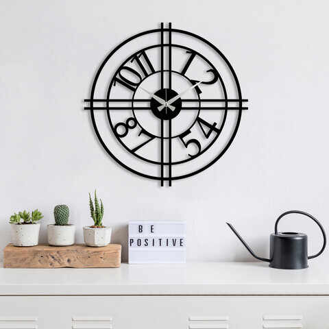 Ceas de perete, Metal Wall Clock 33, Metal, Dimensiune: 49 x 49 cm, Negru