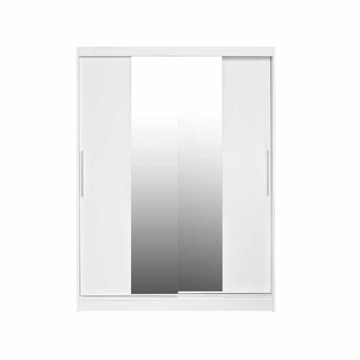 Dulap RODOS 04, usi glisante si oglinda, alb, 150x60x200 cm