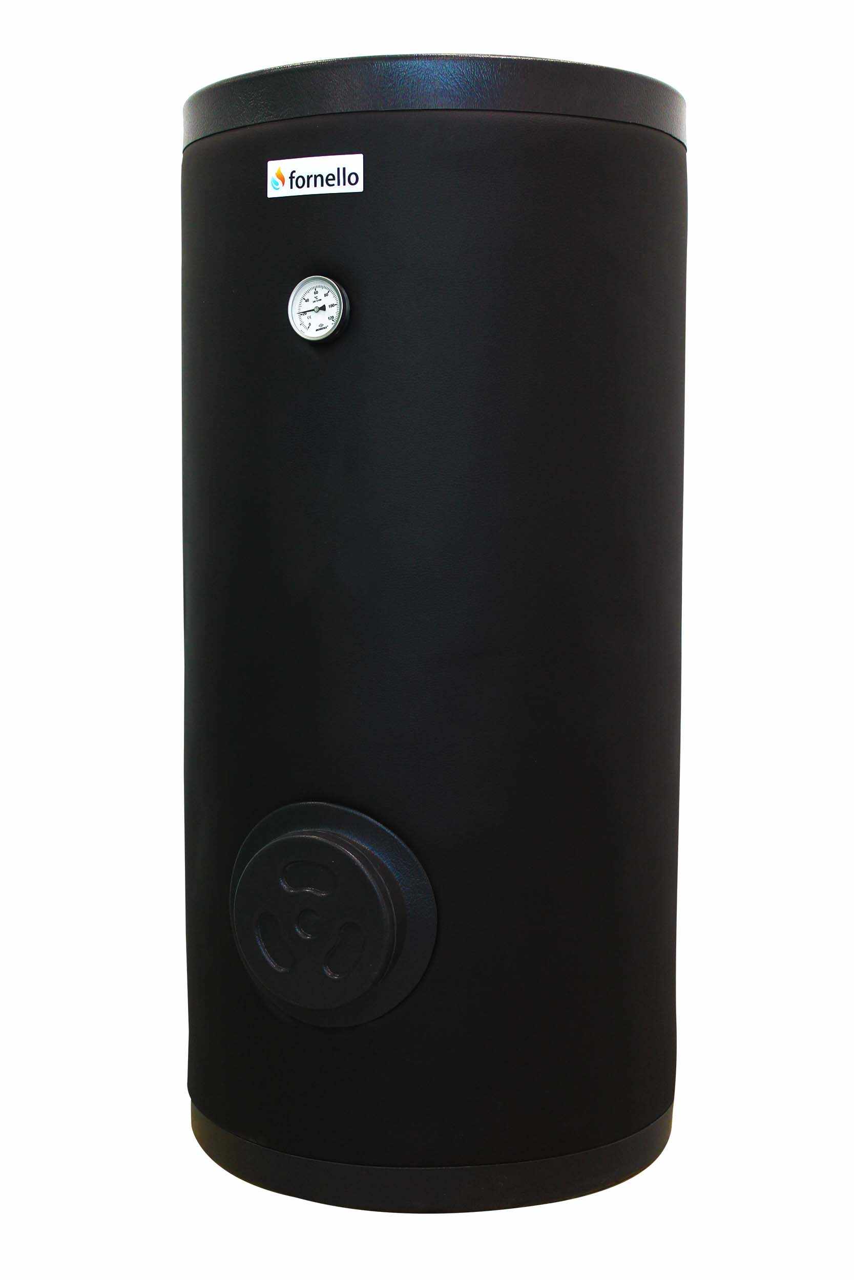Boiler cu 2 serpentine FORNELLO SOL 300 LT 2S, pentru centrala termica si solar, montaj pe sol, izolatie termica, manta de protectie , flansa de vizitare 