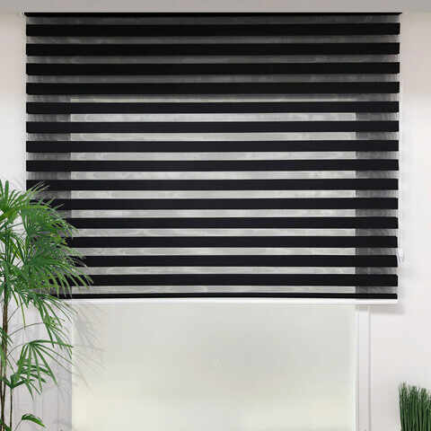 Jaluzea rulou zebra / roleta textila, Lizbon Day & Night, 140x260 cm, poliester, negru