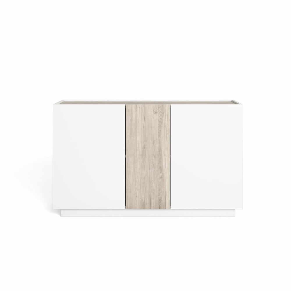 Comodă albă/în culoare naturală cu aspect de lemn de stejar 130x78 cm Udine – Marckeric