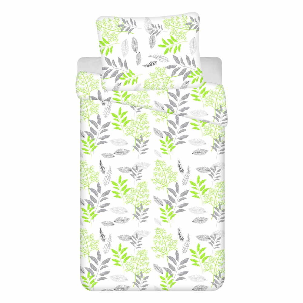Lenjerie de pat din bumbac alb-verde din 4 piese 140x200 cm Listera - Jerry Fabrics